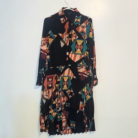 One of a kind Zara long patterned high-low dress / Size L - Picture 1 of 3